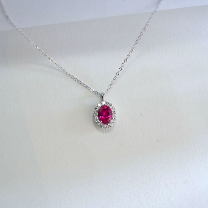 925 Silver Cultured Ruby Necklace AP0317R-1 - Image 4