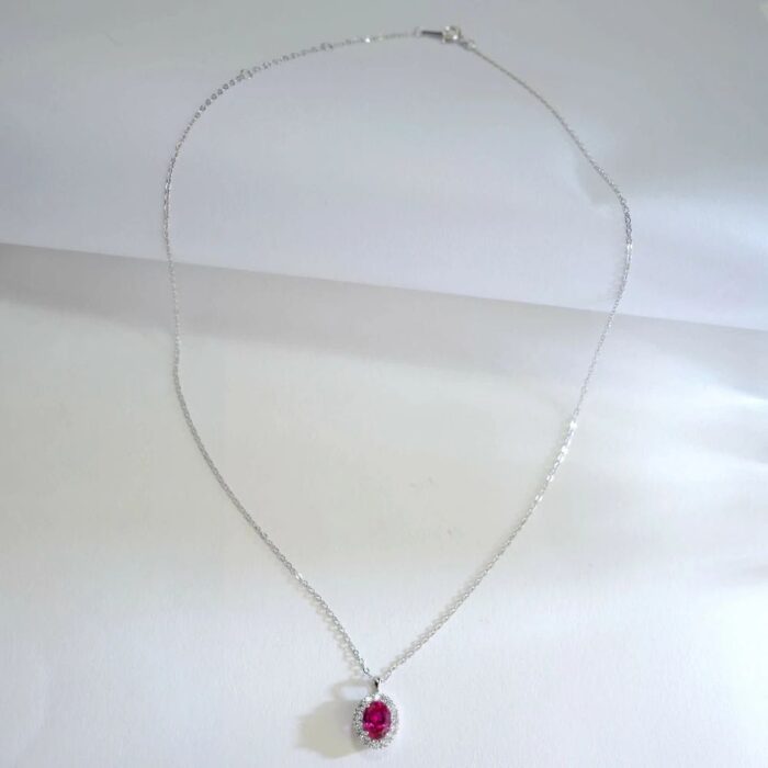 925 Silver Cultured Ruby Necklace AP0317R-1 - Image 5