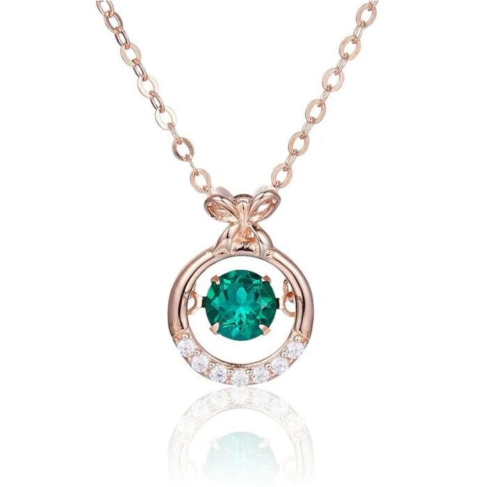 925 Silver Lab-Created Emerald Dynamic Necklace - Model HP0007 - Image 1