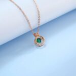 925 Silver Lab-Created Emerald Dynamic Necklace - Model HP0007 - Image 2