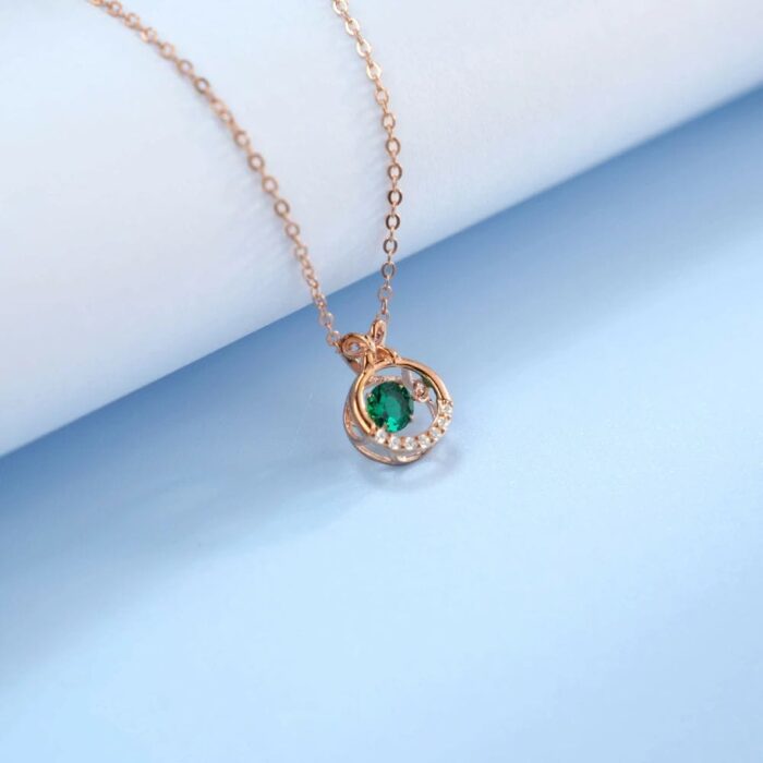 925 Silver Lab-Created Emerald Dynamic Necklace - Model HP0007 - Image 2