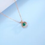 925 Silver Lab-Created Emerald Dynamic Necklace - Model HP0007 - Image 3
