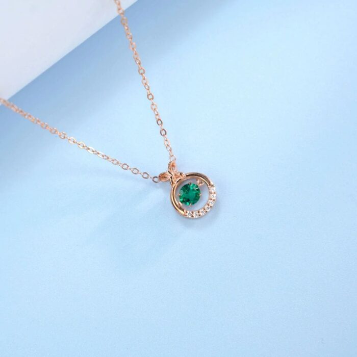 925 Silver Lab-Created Emerald Dynamic Necklace - Model HP0007 - Image 3