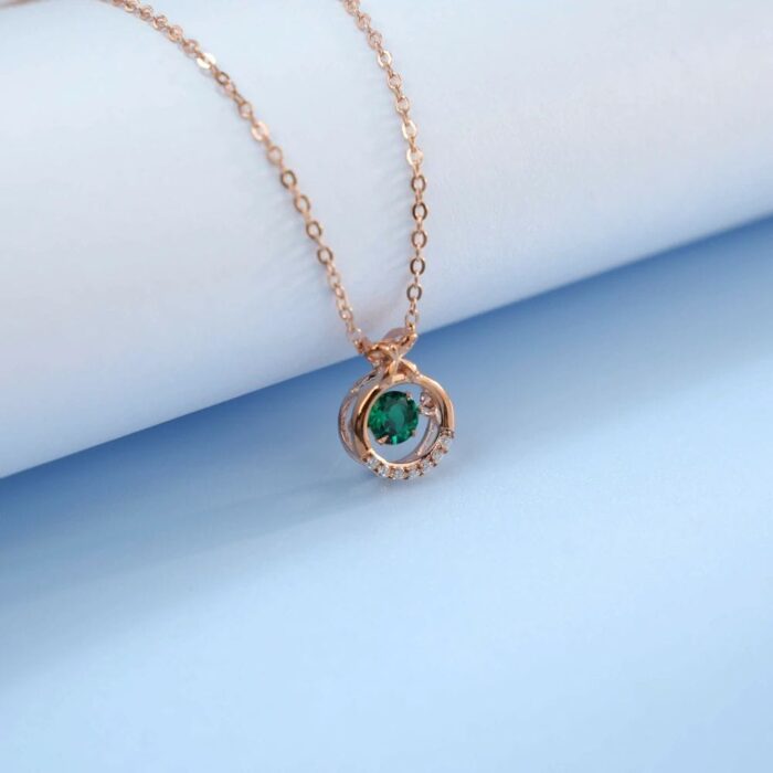 925 Silver Lab-Created Emerald Dynamic Necklace - Model HP0007 - Image 4