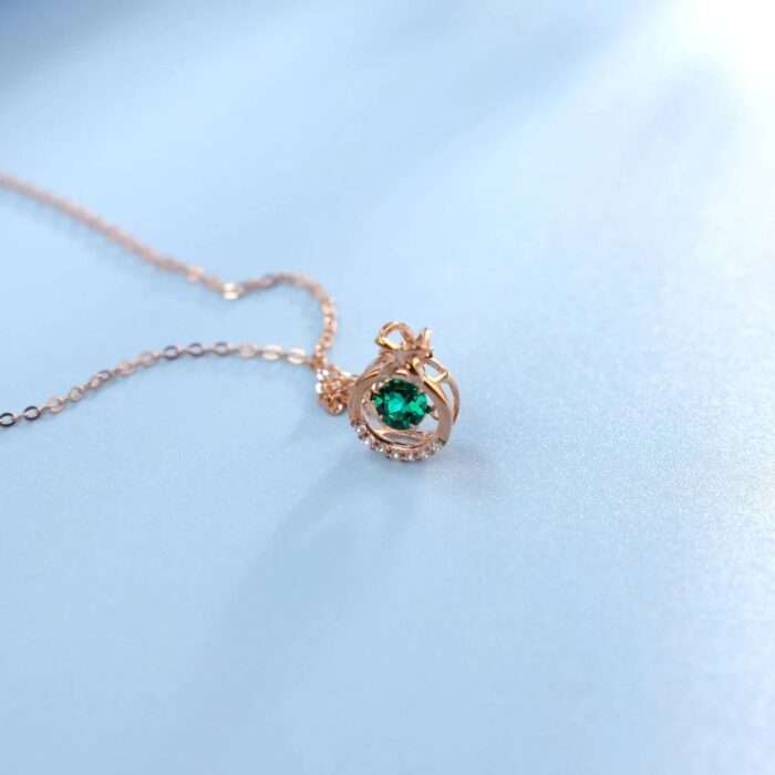 925 Silver Lab-Created Emerald Dynamic Necklace - Model HP0007 - Image 5