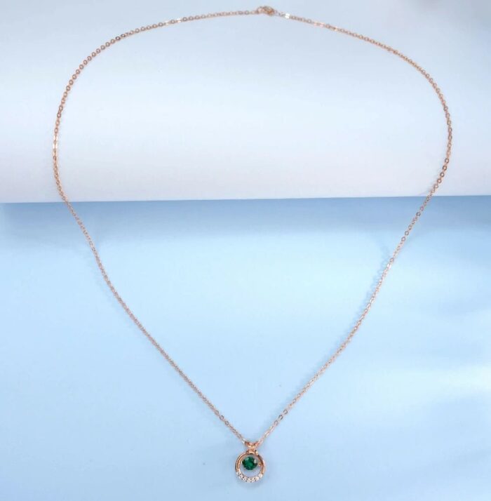 925 Silver Lab-Created Emerald Dynamic Necklace - Model HP0007 - Image 6