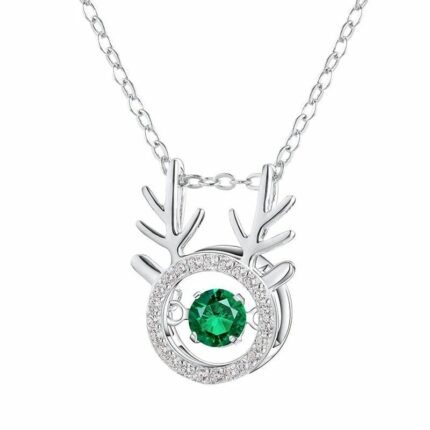 925 Silver Lab-Created Emerald Dynamic Necklace - Model LP0001