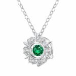925 Silver Lab-Created Emerald Snowflake Necklace - Model LP0046