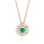 925 Silver Lab-Created Emerald Snowflake Necklace - Model LP0046R