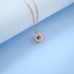 925 Silver Lab-Created Emerald Snowflake Necklace - Model LP0046R - Image 2