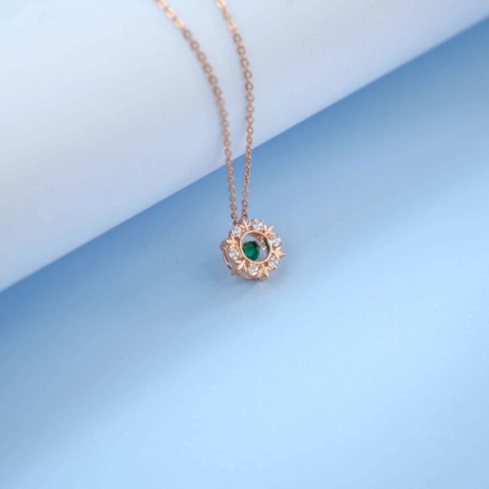 925 Silver Lab-Created Emerald Snowflake Necklace - Model LP0046R - Image 2