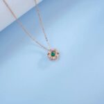 925 Silver Lab-Created Emerald Snowflake Necklace - Model LP0046R - Image 3
