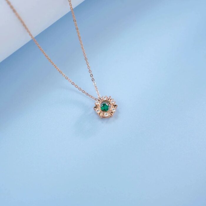 925 Silver Lab-Created Emerald Snowflake Necklace - Model LP0046R - Image 3