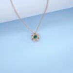 925 Silver Lab-Created Emerald Snowflake Necklace - Model LP0046R - Image 4