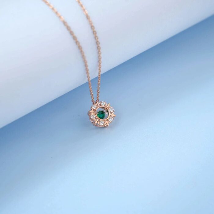 925 Silver Lab-Created Emerald Snowflake Necklace - Model LP0046R - Image 5