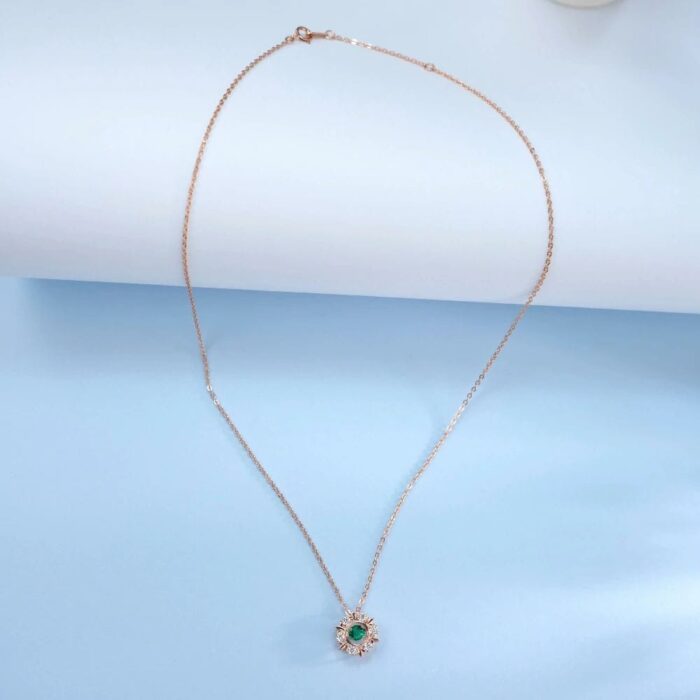 925 Silver Lab-Created Emerald Snowflake Necklace - Model LP0046R - Image 6