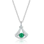 925 Silver Lab-Created Emerald Little Dress Necklace - Model LP0126