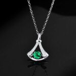 925 Silver Lab-Created Emerald Little Dress Necklace - Model LP0126 - Image 2