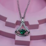 925 Silver Lab-Created Emerald Little Dress Necklace - Model LP0126 - Image 3