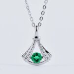 925 Silver Lab-Created Emerald Little Dress Necklace - Model LP0126 - Image 4