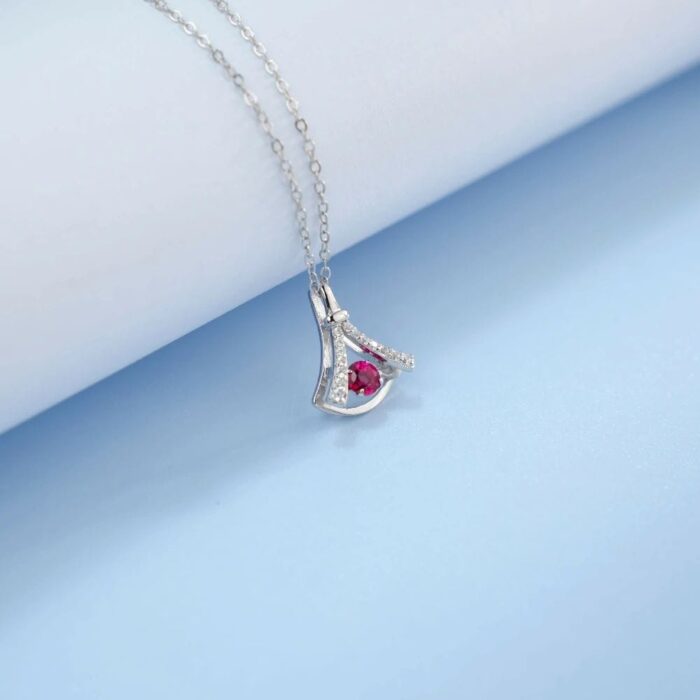 925 Silver Cultured Ruby Necklace LP0126 R - Image 3
