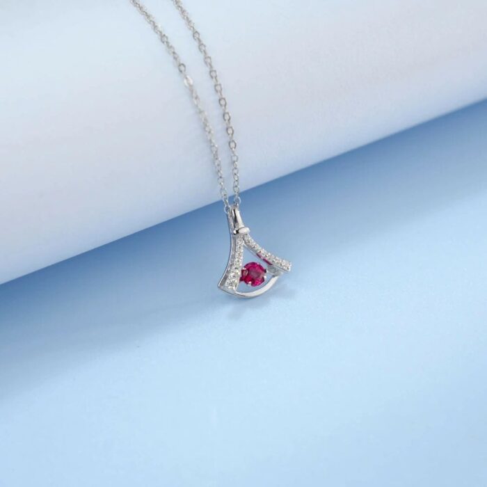 925 Silver Cultured Ruby Necklace LP0126 R - Image 4
