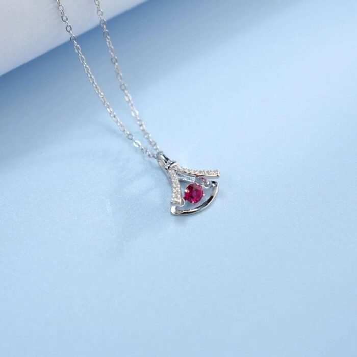 925 Silver Cultured Ruby Necklace LP0126 R - Image 5