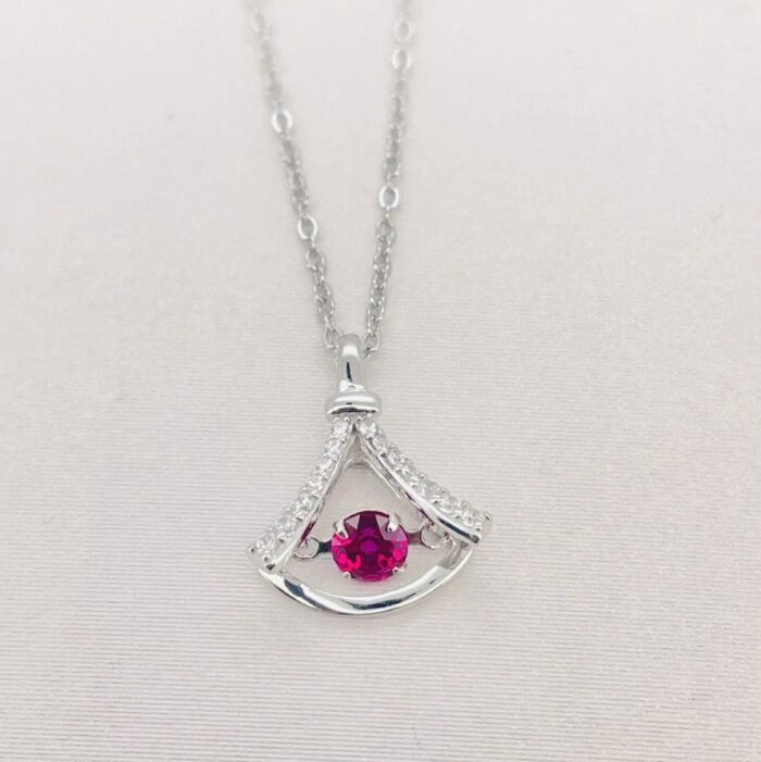 925 Silver Cultured Ruby Necklace LP0126 R - Image 6
