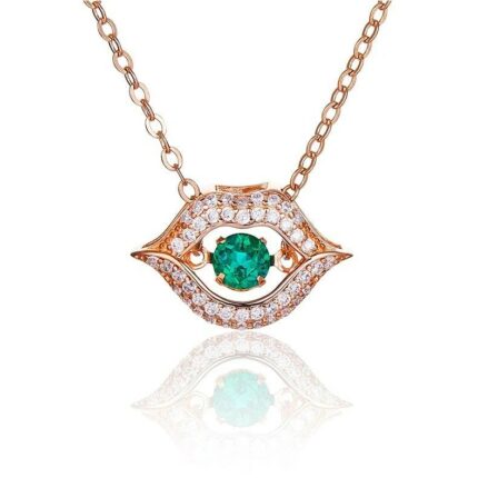 925 Silver Lab-Created Emerald Dynamic Necklace - Model LP0219R