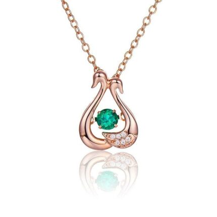 925 Silver Lab-Created Emerald Dynamic Necklace - Model LP0220R