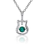 925 Silver Lab-Created Emerald Dynamic Necklace - Model LP0245