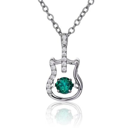 925 Silver Lab-Created Emerald Dynamic Necklace - Model LP0245