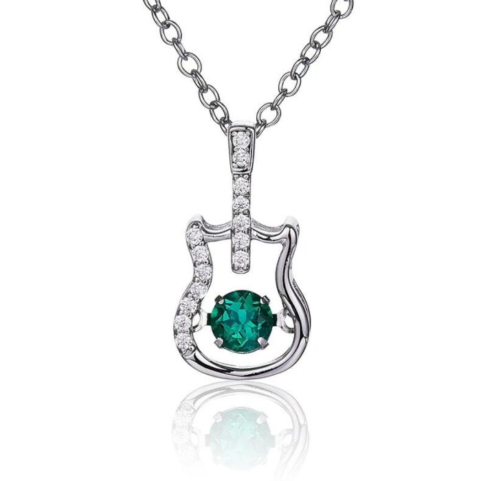 925 Silver Lab-Created Emerald Dynamic Necklace - Model LP0245 - Image 1