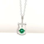925 Silver Lab-Created Emerald Dynamic Necklace - Model LP0245 - Image 2