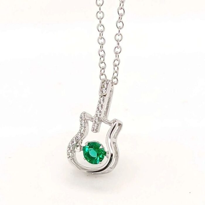 925 Silver Lab-Created Emerald Dynamic Necklace - Model LP0245 - Image 3
