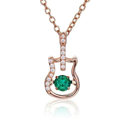 925 Silver Lab-Created Emerald Dynamic Necklace - Model LP0245R