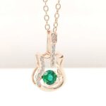 925 Silver Lab-Created Emerald Dynamic Necklace - Model LP0245R - Image 2