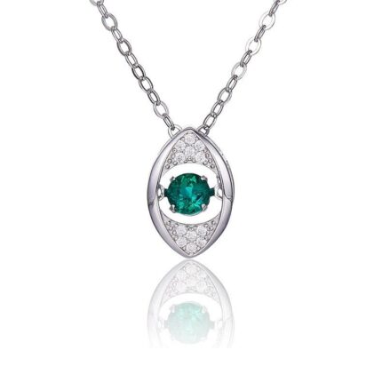 925 Silver Lab-Created Emerald Dynamic Necklace - Model LP0272R
