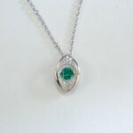 925 Silver Lab-Created Emerald Dynamic Necklace - Model LP0272R - Image 2