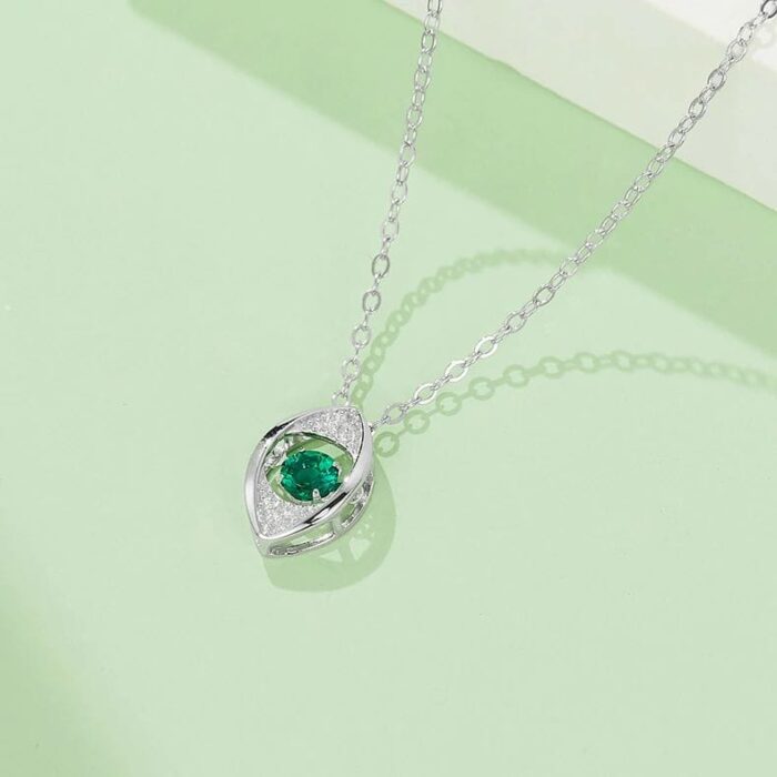 925 Silver Lab-Created Emerald Dynamic Necklace - Model LP0272R - Image 3