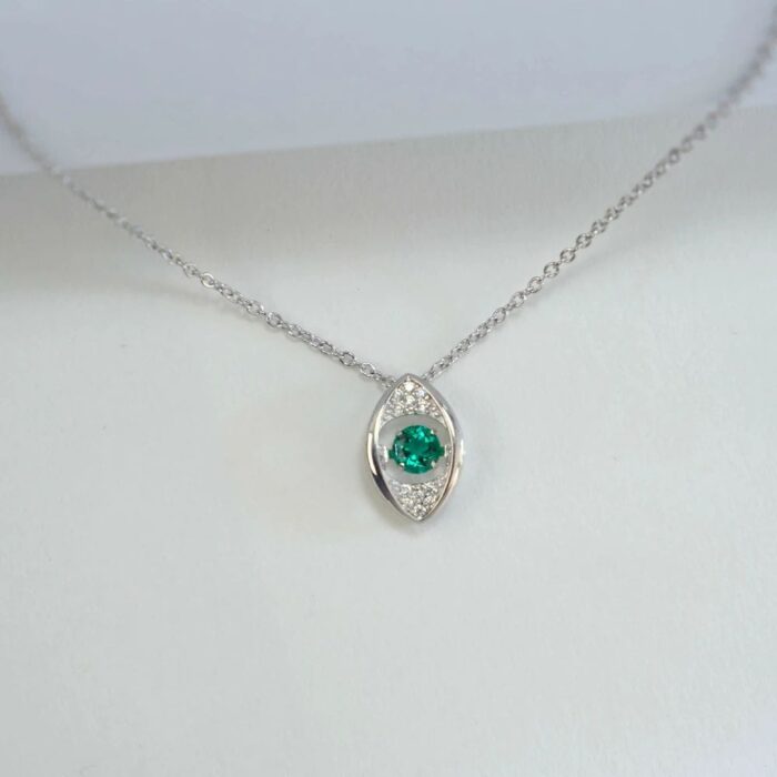 925 Silver Lab-Created Emerald Dynamic Necklace - Model LP0272R - Image 4