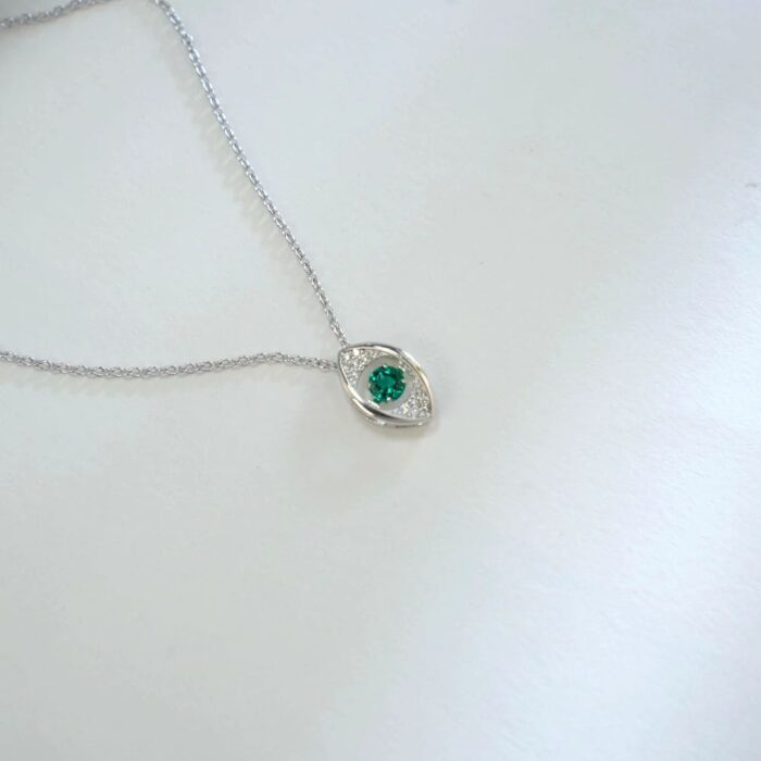925 Silver Lab-Created Emerald Dynamic Necklace - Model LP0272R - Image 5