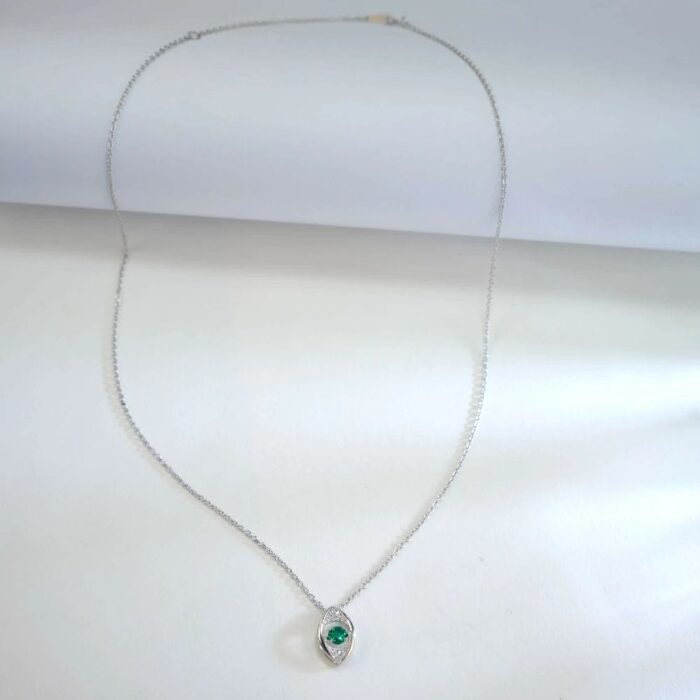 925 Silver Lab-Created Emerald Dynamic Necklace - Model LP0272R - Image 6
