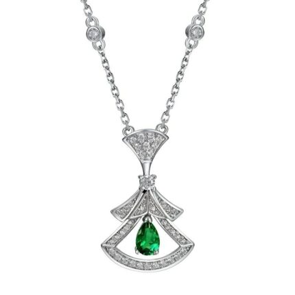 925 Silver Lab-Created Emerald Square Necklace - Model N17339