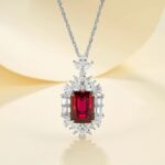 925 Silver Cultured Ruby Necklace P-015R - Image 2