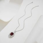 925 Silver Cultured Ruby Necklace P-015R - Image 5