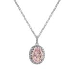925 Silver Cubic Zirconia Light Pink Necklace P0018-5