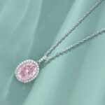 925 Silver Cubic Zirconia Light Pink Necklace P0018-5 - Image 2
