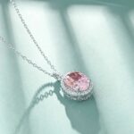 925 Silver Cubic Zirconia Light Pink Necklace P0018-5 - Image 3