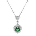925 Silver Cultured Emerald Necklace P0033